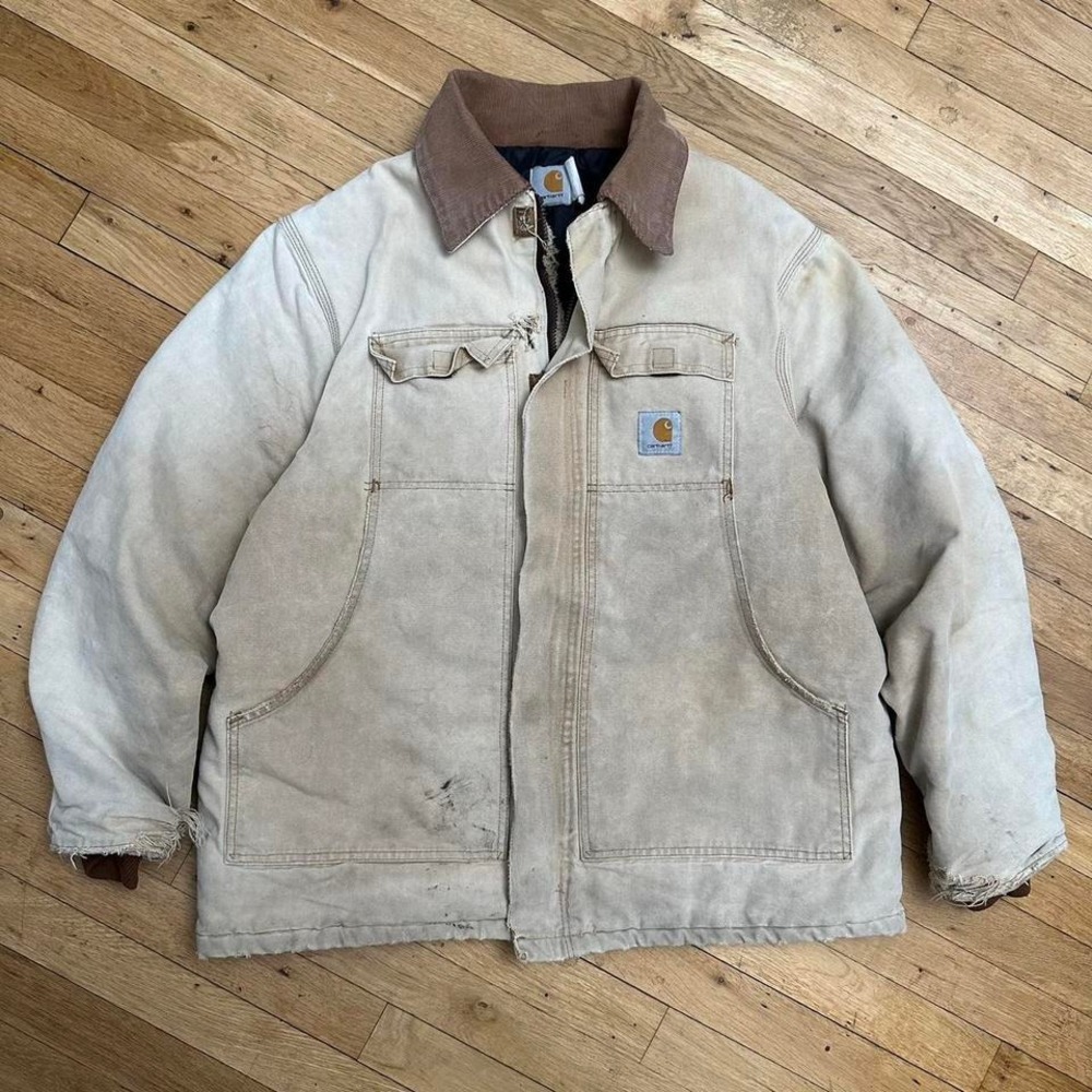 Vintage Carhartt Jacket Washed beige White‎